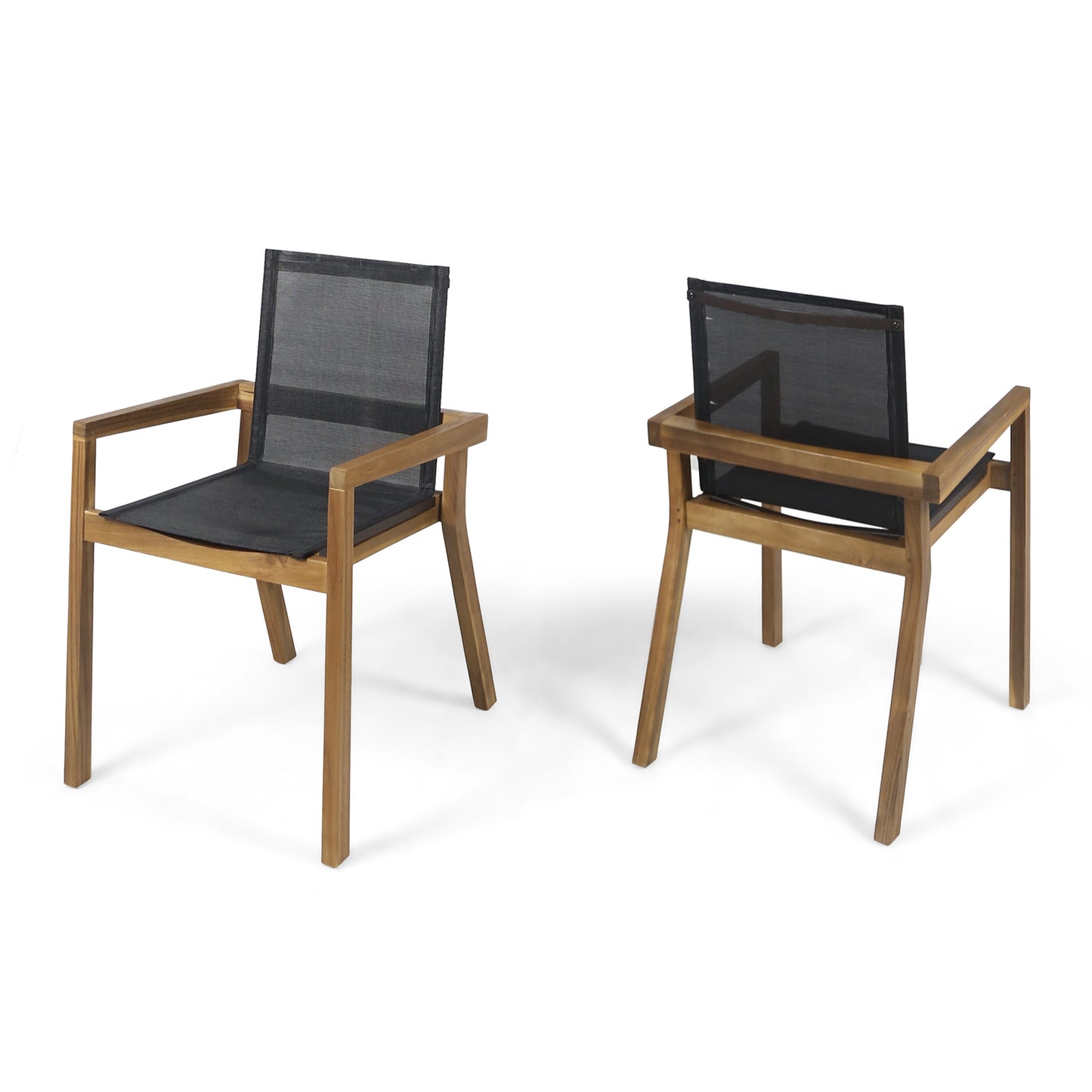 Teak Dining Chairs Set of 2 - Outdoor Wooden Seating