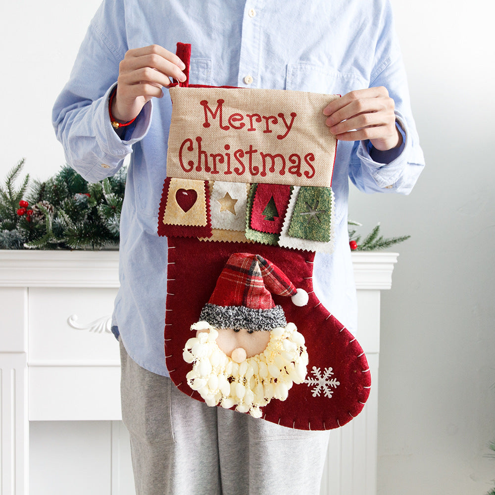 Festive Christmas Gift Bag Set - Santa, Snowman & Elk Styles, Cloth Material