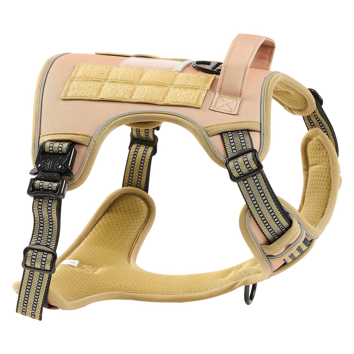 No Pull Tactical Dog Harness for Large Dogs - Adjustable Khaki Vest