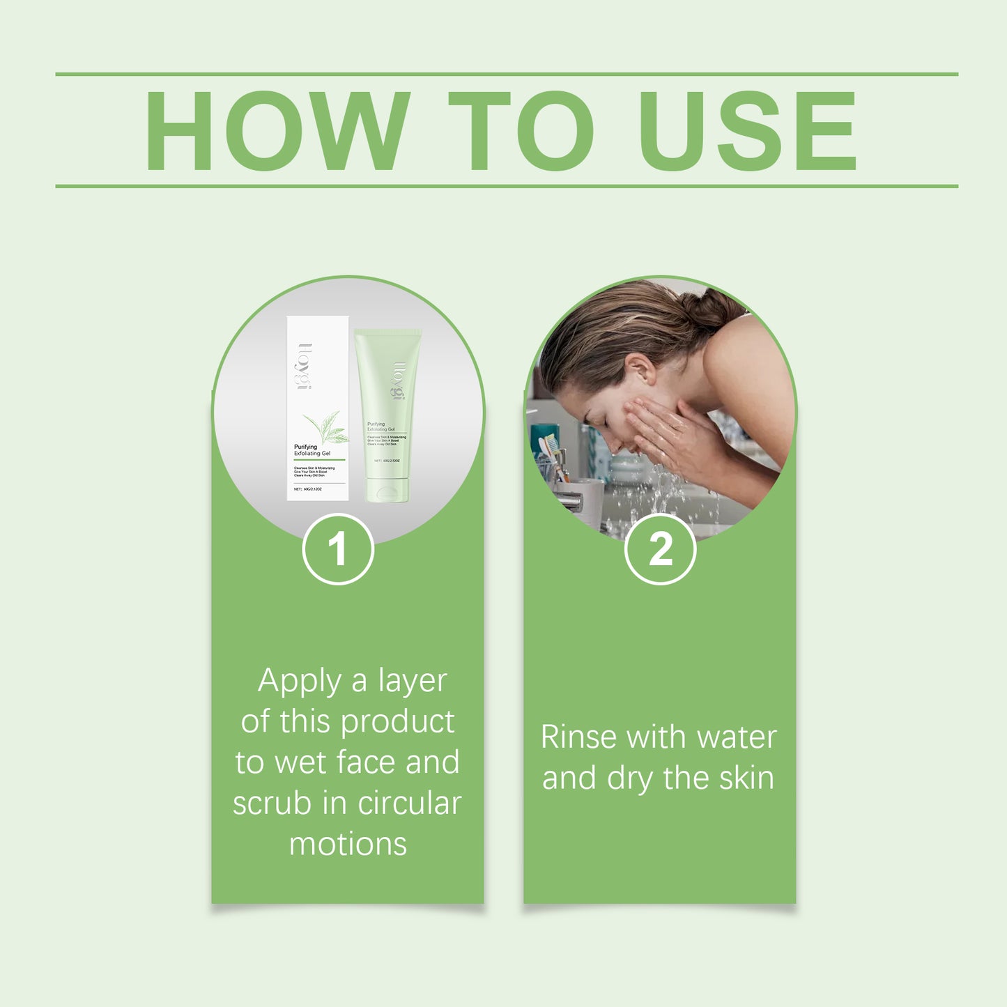 Facial Exfoliating Gel with Green Tea & Vitamin C for Deep Pore Cleansing