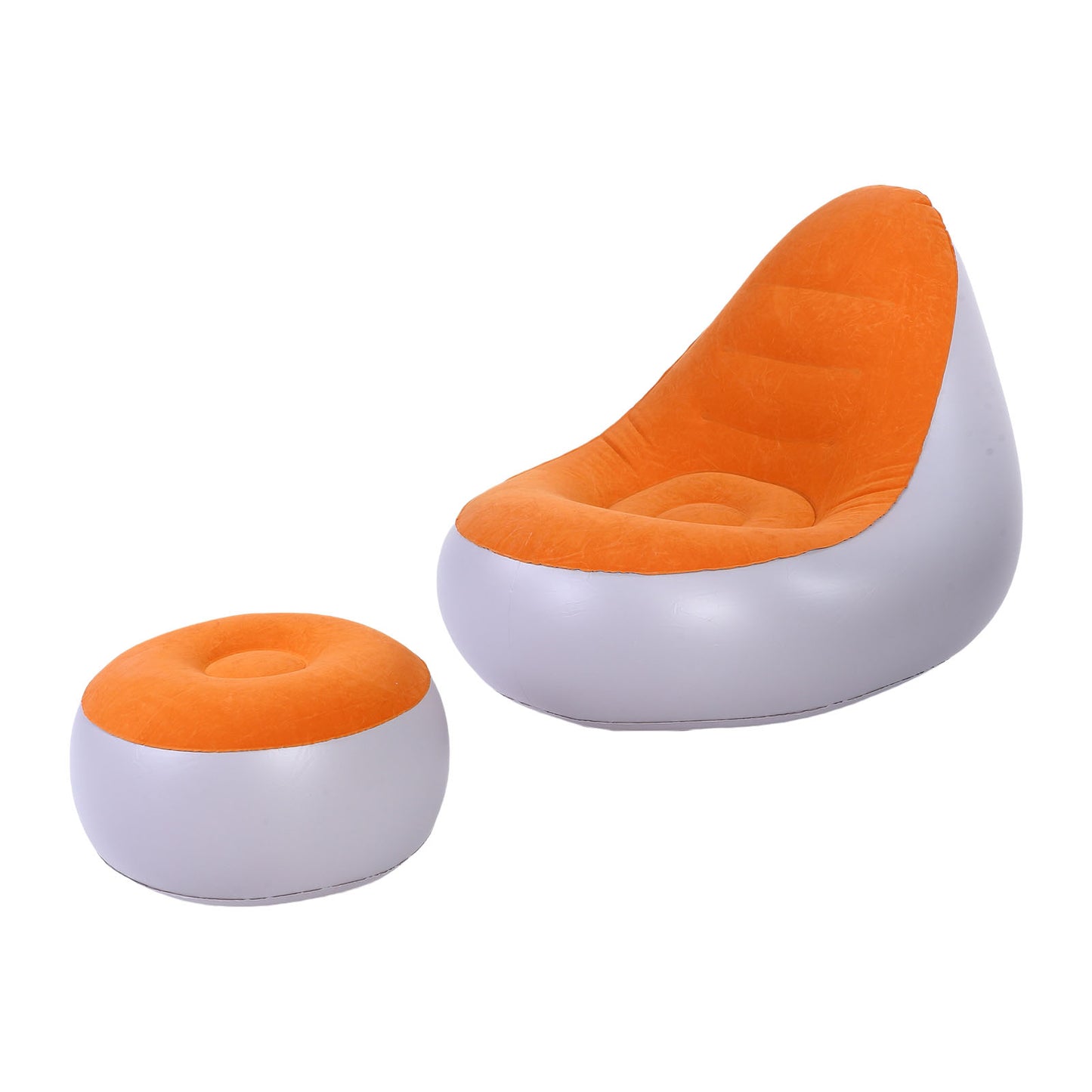 Inflatable Lounge With Foot Stool PVC Flocking Water Proof Folding