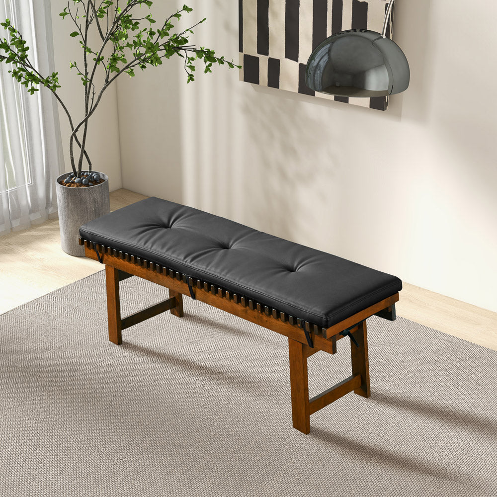 Lucia Bench In Black PU Leather