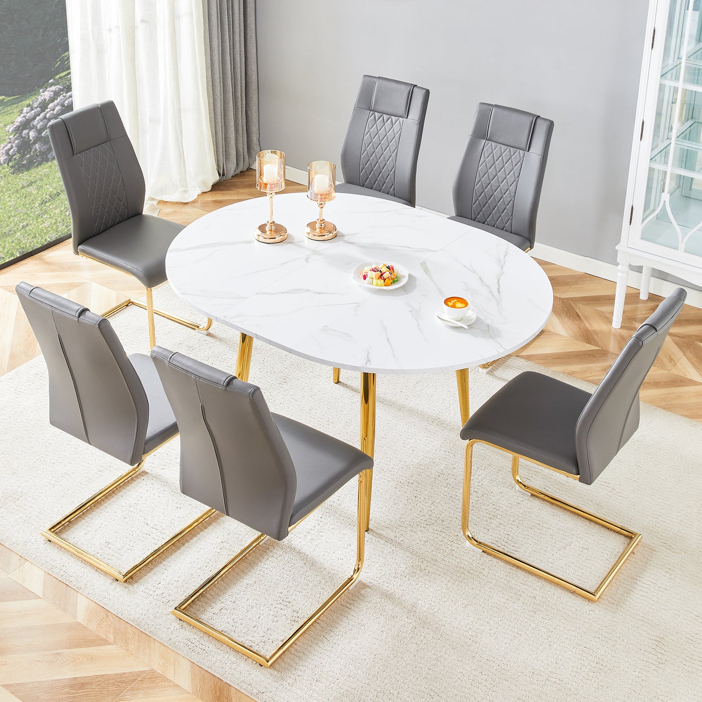 Table And Chair Set.Extendable MDF Dining Table.The Pull-out Is Ideal