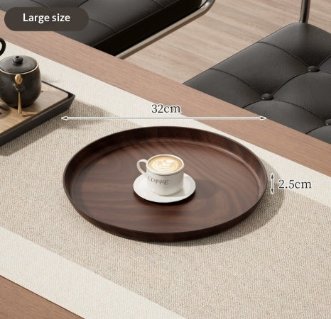 Wood Grain Round Tray Multi-Purpose Dining Plate for Home Use