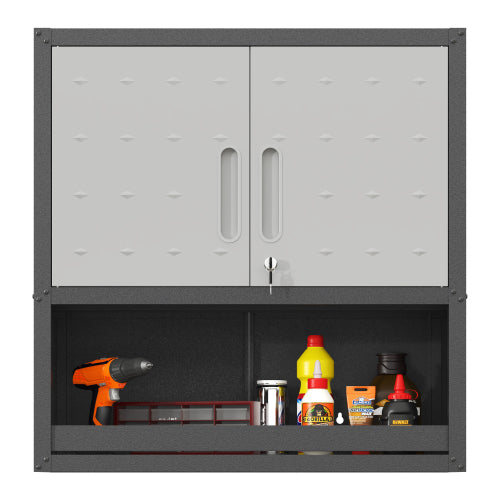 Wall-Mounted Metal Tool Storage Cabinet with Locking Doors and Shelf for Garage and Warehouse