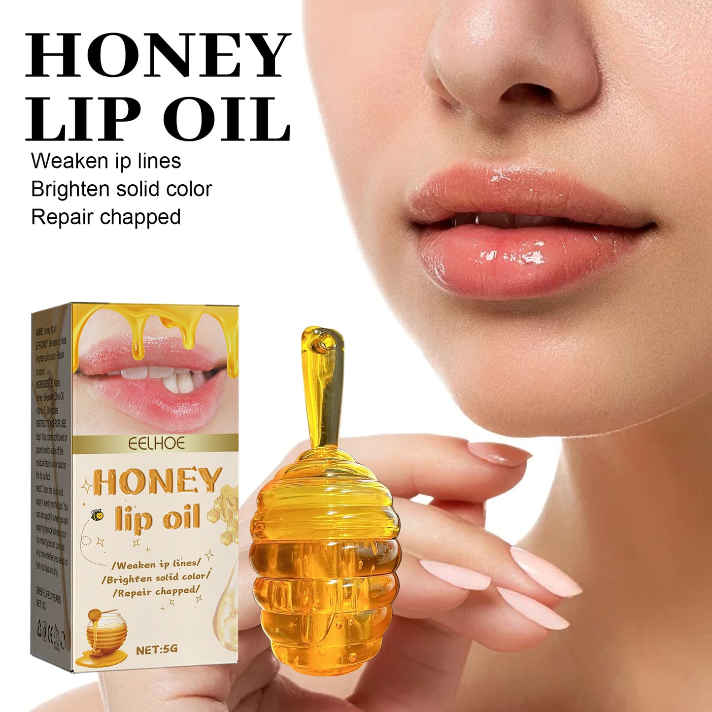 Honey Lip Oil - Moisturizing Treatment for Dry Lips and Fine Lines