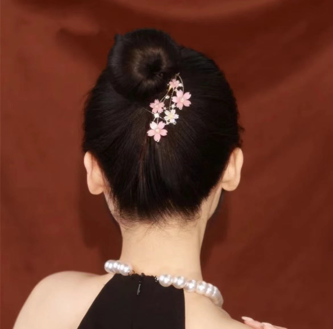 Cherry Blossom Hairpin for Women Side Clip Hair Accessory
