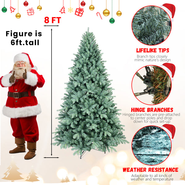 8ft Blue Green Tinted Artificial Christmas Tree - Easy Assembly