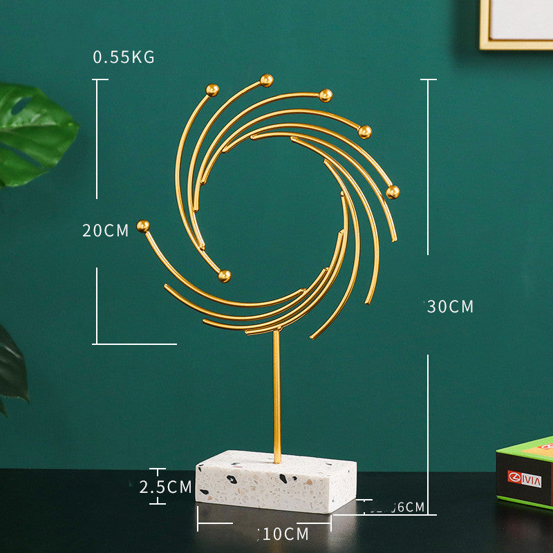 Modern Nordic Gold Circle Metal Table Ornament for Home Decor