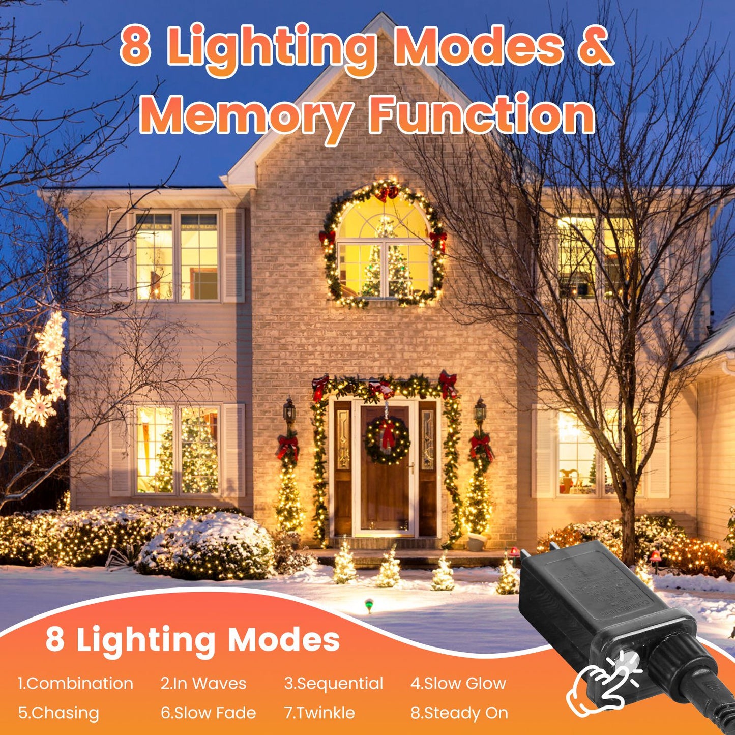 330FT Outdoor Christmas String Lights with Remote & 8 Modes