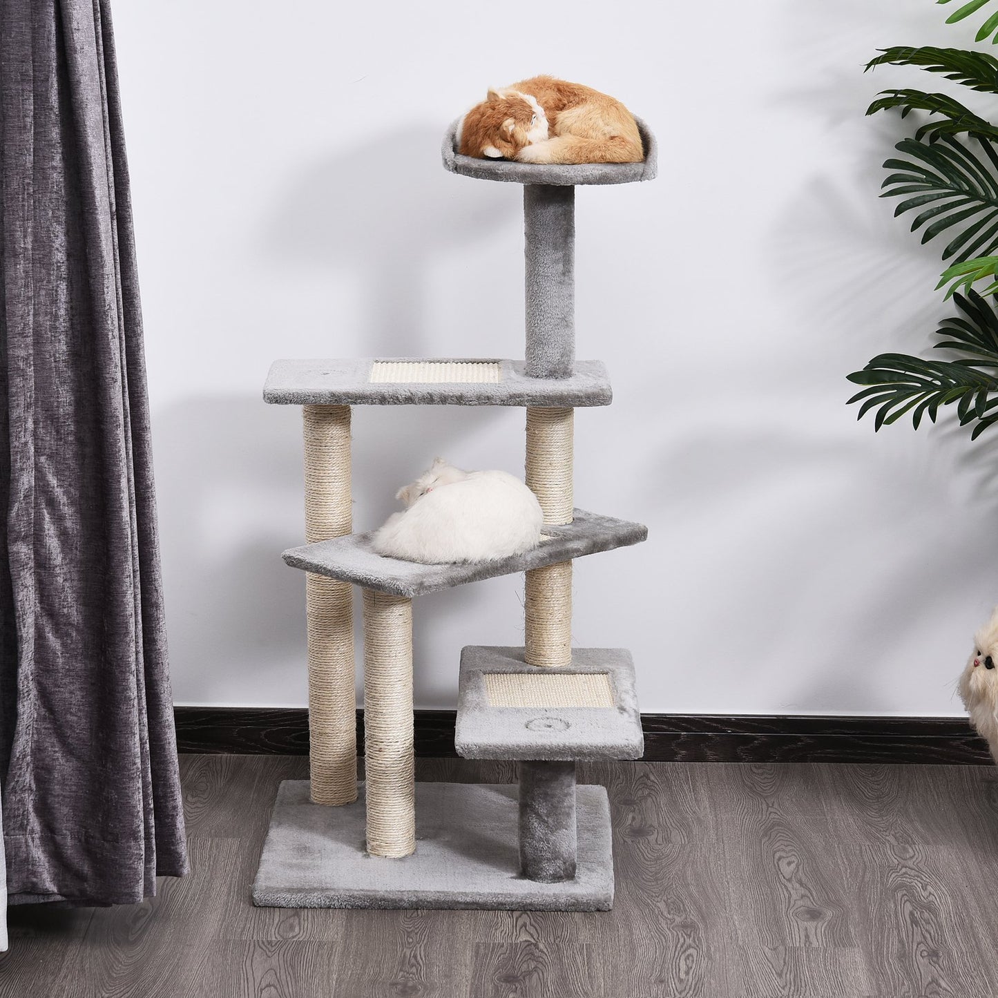 40-Inch Multi-Level Cat Tree with Scratching Posts and Perches - Gray