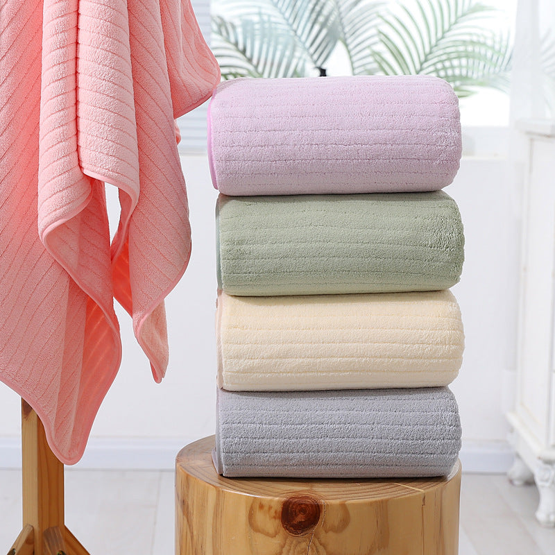 Large Coral Fleece Bath Towel - Thickened Swim & Beach Towel 70x140cm