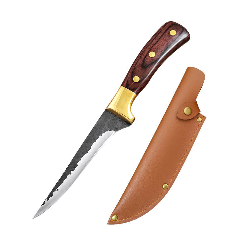 Boning Knife with Leather Case - Stainless Steel Kitchen Tool for Meat Preparation