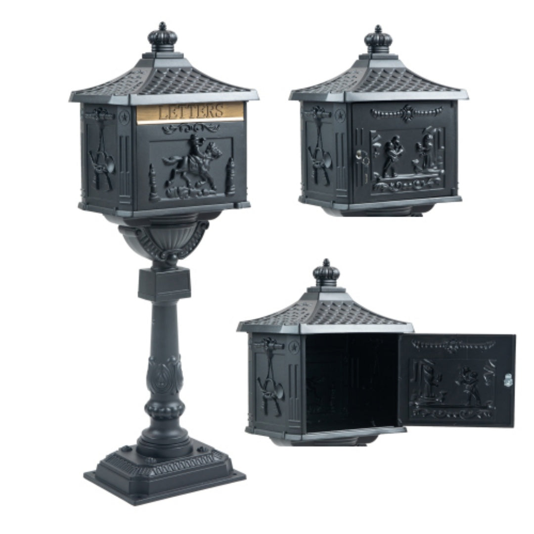 Heavy Duty Cast Aluminum Mailbox with Lock - Multiple Colors
