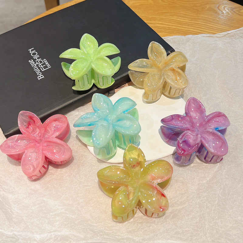 8cm Hair Barrette with Marble Blooming Pattern for Women - Multiple Colors