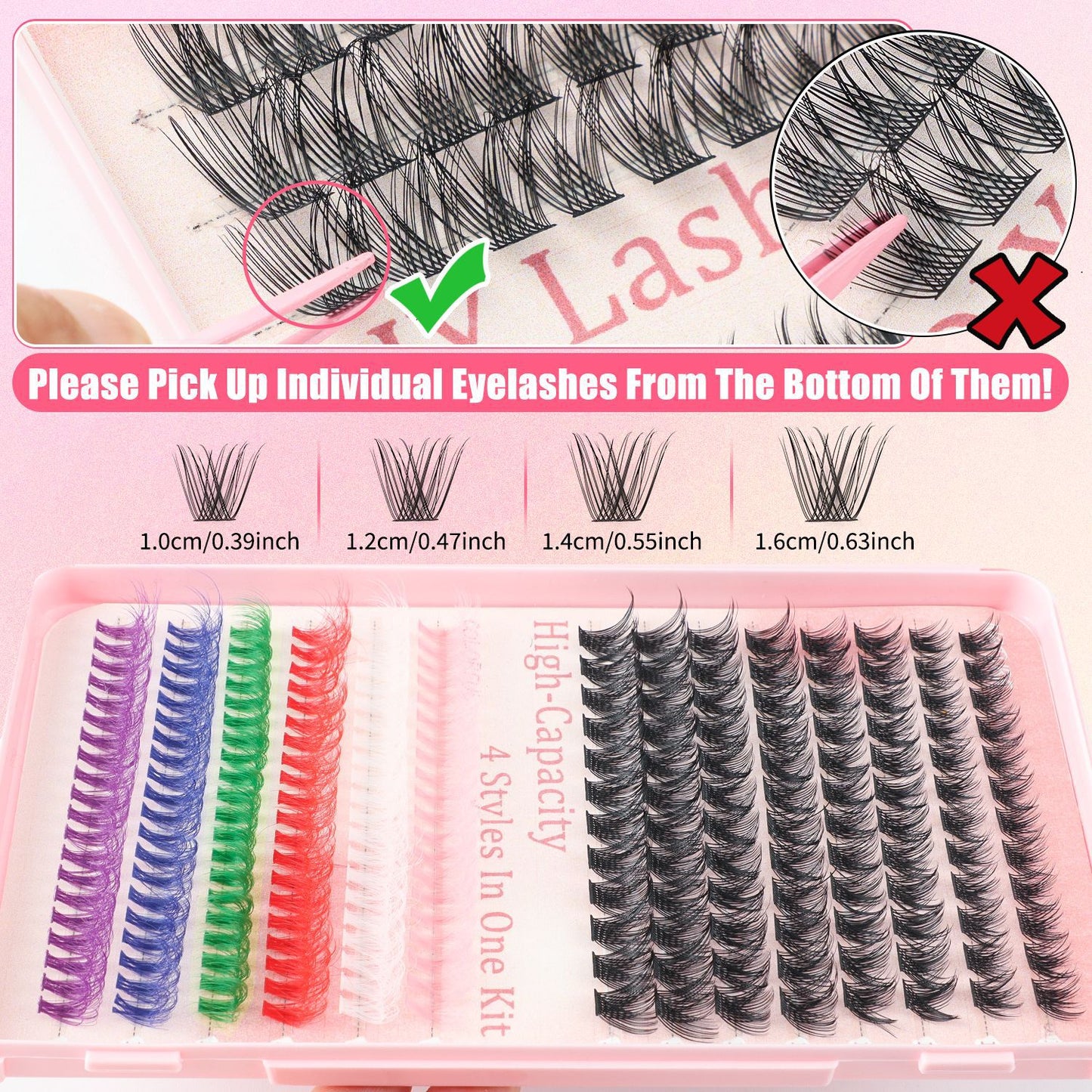High-Volume False Eyelash Kit with 392 or 600 Clusters - DIY Lash Extensions