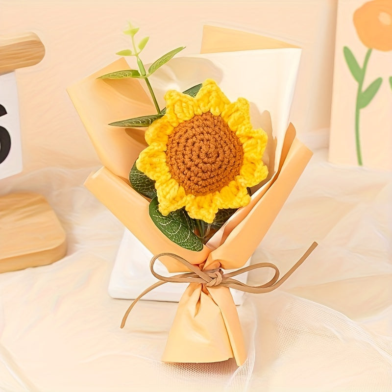 Knitted Sunflower Bouquet - Handmade Artificial Flowers