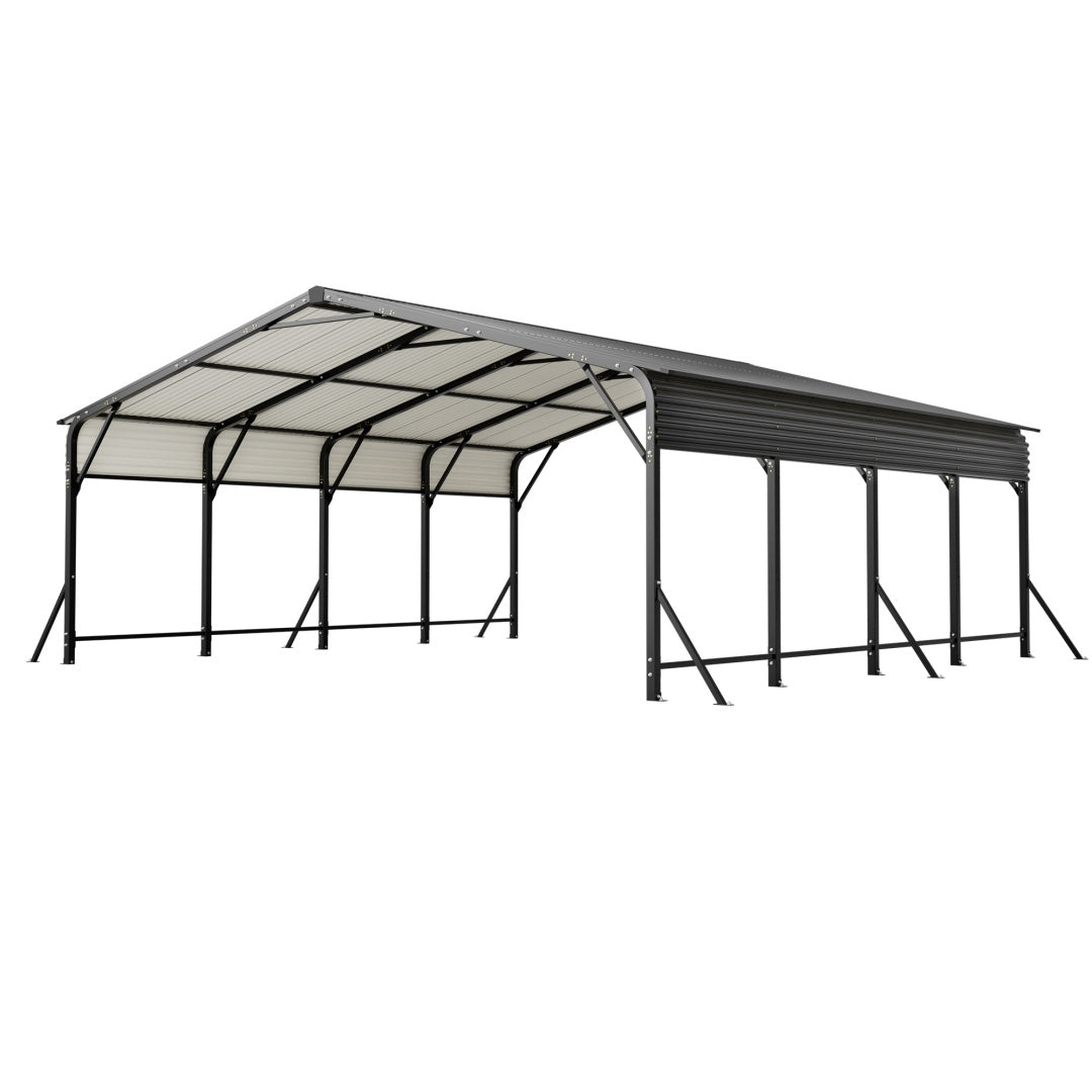 Heavy Duty Galvanized Steel Carport Canopy with Waterproof Roof - Large Capacity Shelter