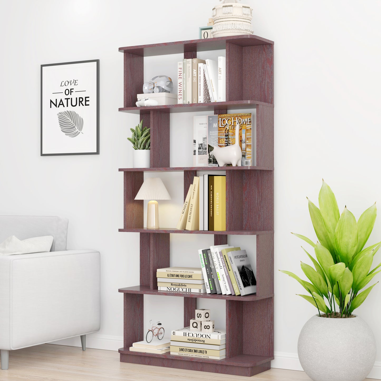 31.5L X 64.56 H Free Combination Bookshelf Modern 5-Tier Open Storage