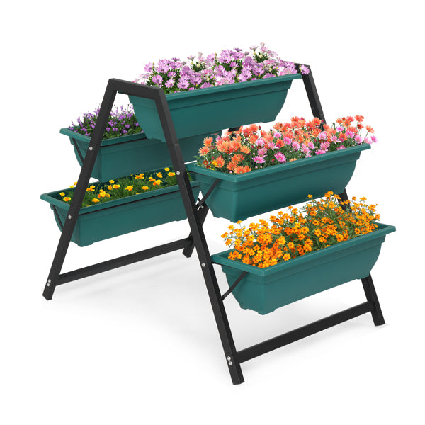 Green Tiered Garden Planting Pots Set - 5 Floors Outdoor Indoor Planters