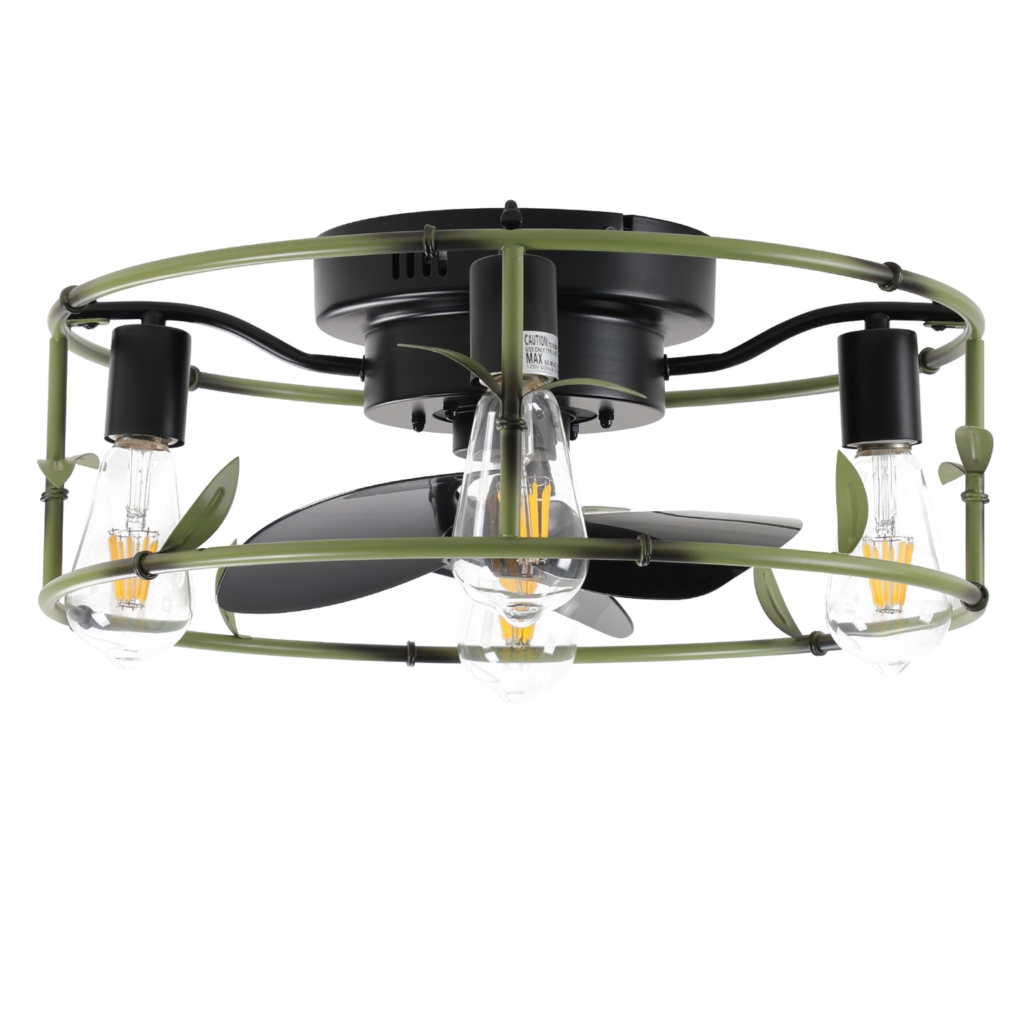 Industrial Ceiling Fan with Light - 3-Light Flush Mount Design