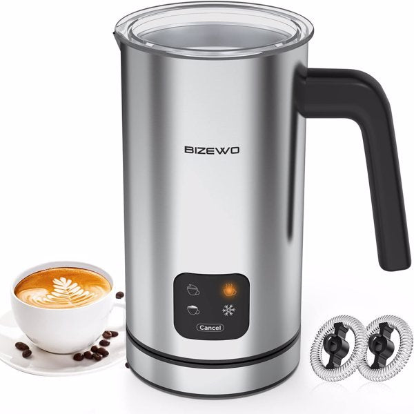 Electric Milk Frother with 4 Functions - Silvery