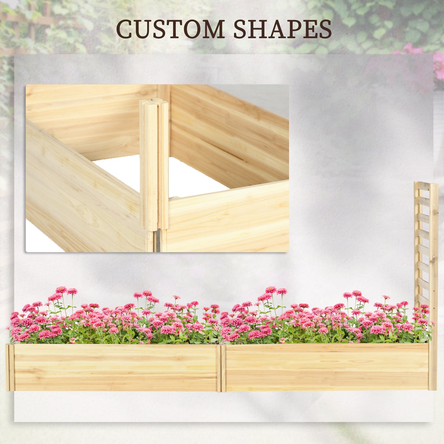 Wood Planter Box with Trellis for Climbing Plants - Outdoor Garden Bed 91x24x43 Natural Wood