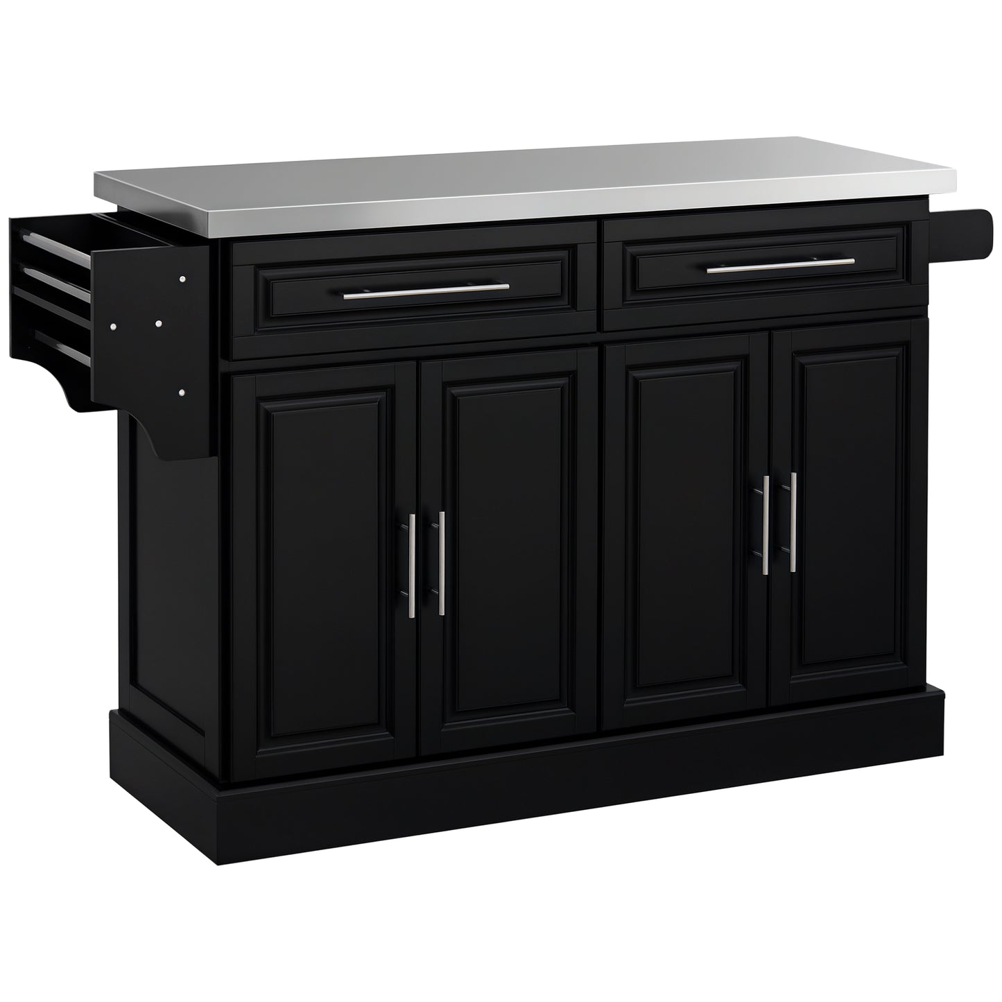 Portable Rolling Kitchen Island Cart with Stainless Steel Top
