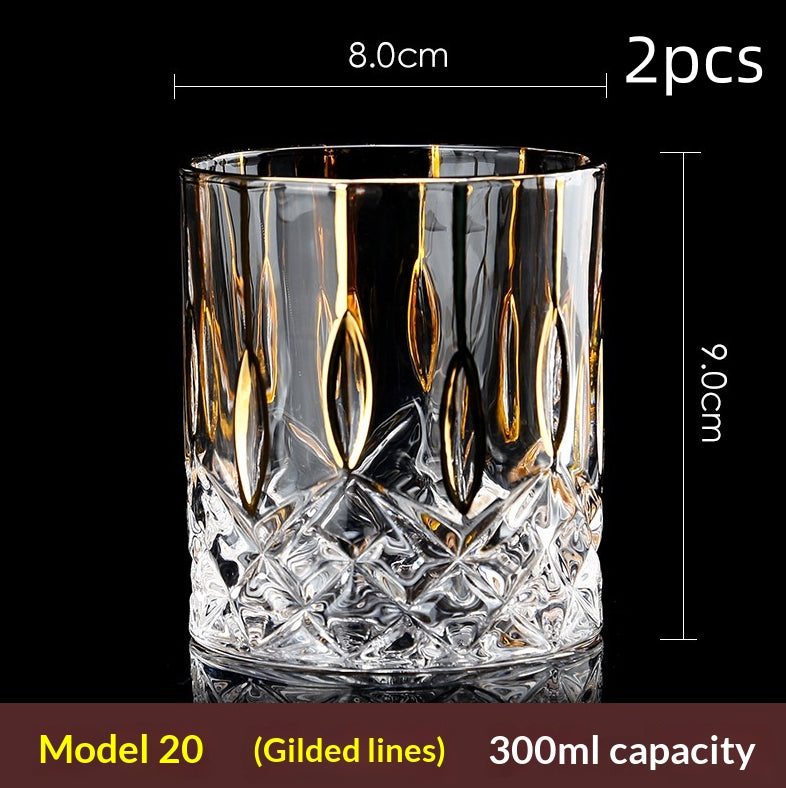 Large Gold-Trimmed Gin Crystal Glass - Vintage Drinkware for Bar & Kitchen