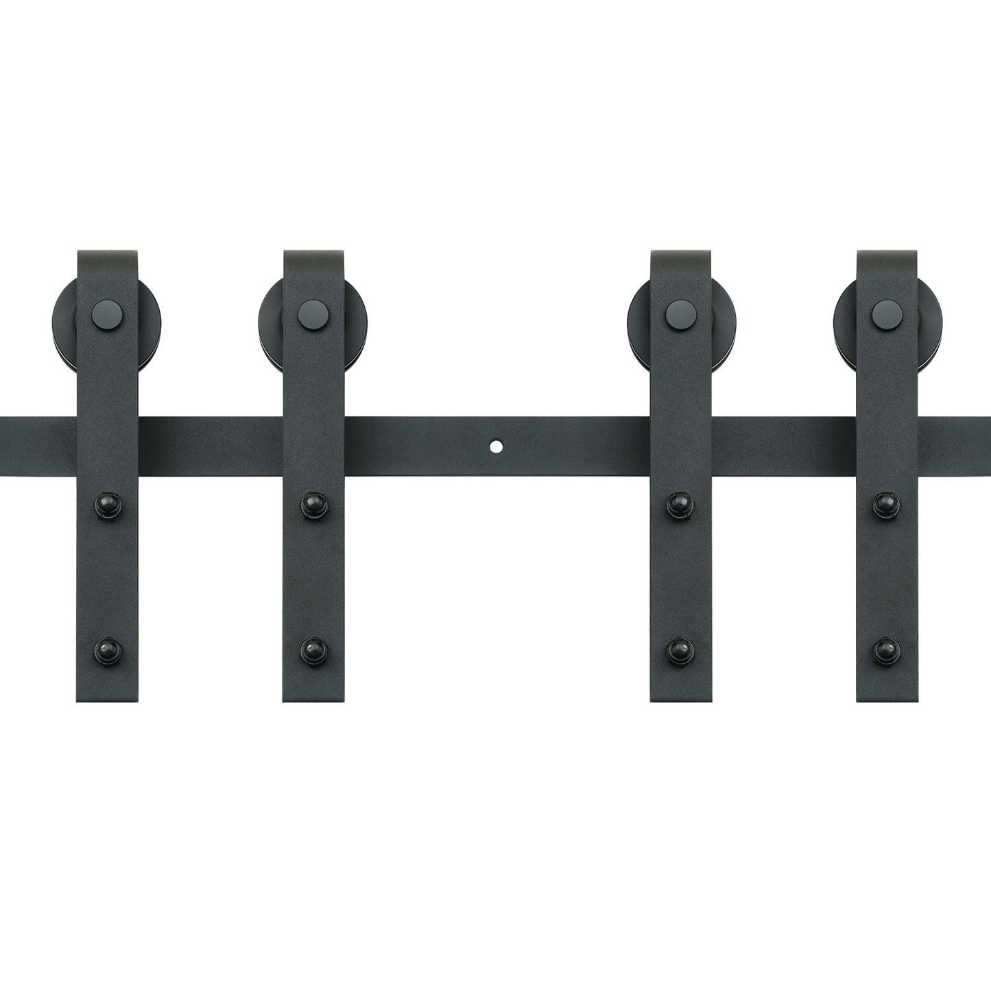 8ft Heavy Duty Sliding Barn Door Hardware Kit for Double Doors - Black