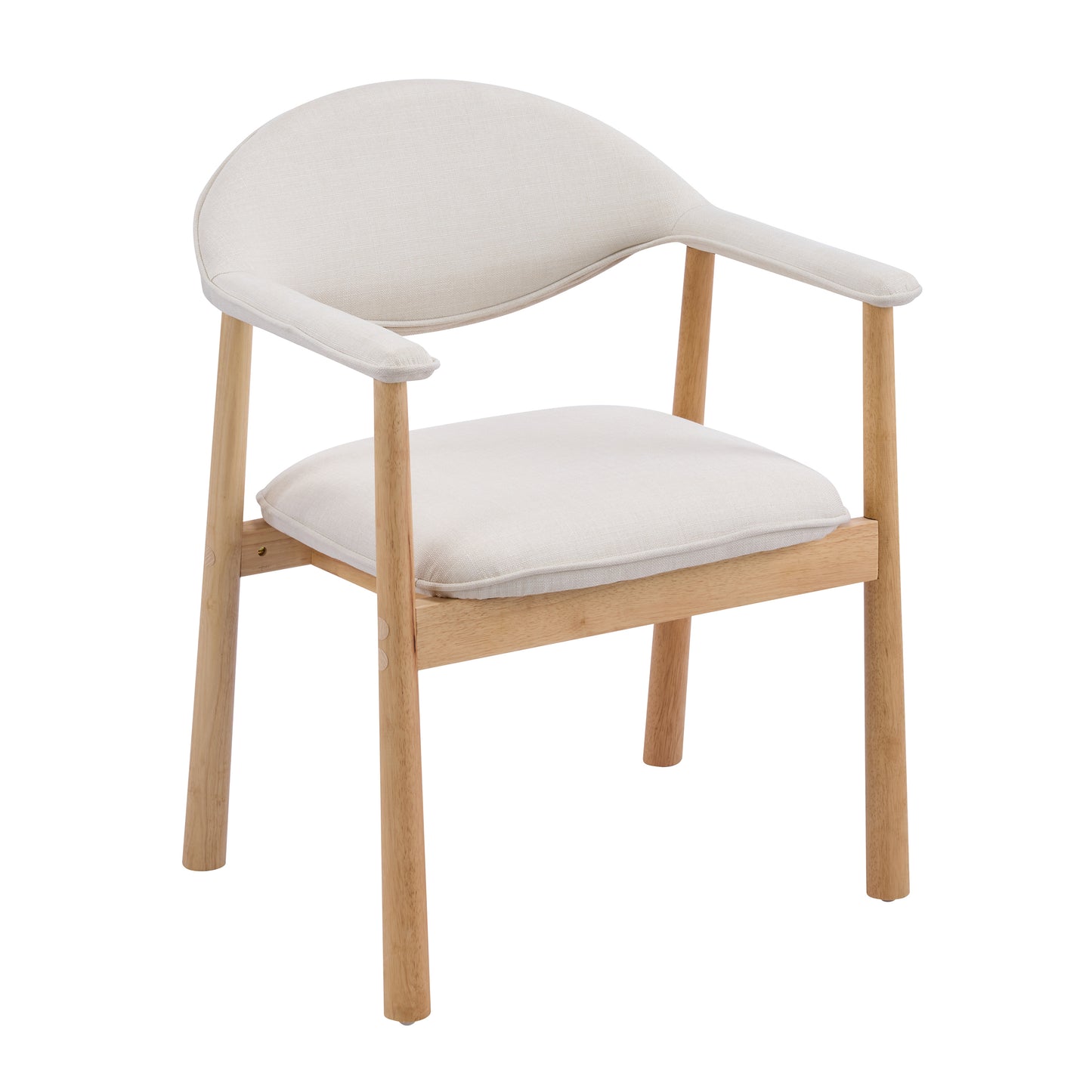 Beige Upholstered Dining Chairs with Curved Back - Set of 2
