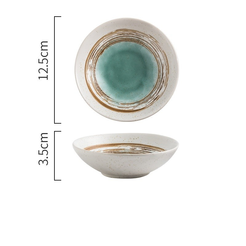 Japanese Style Small Round Shallow Porcelain Bowl for Vegetables & Seasonings
