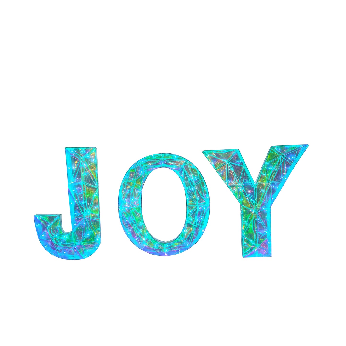 3 Piece Outdoor Xmas Decor Letters LED Lighted Prism Holiday Yard