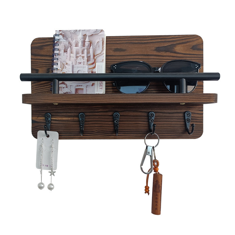 Wall-Mounted Wooden Mail Organizer Rack with 2 Shelves - Entryway Storage