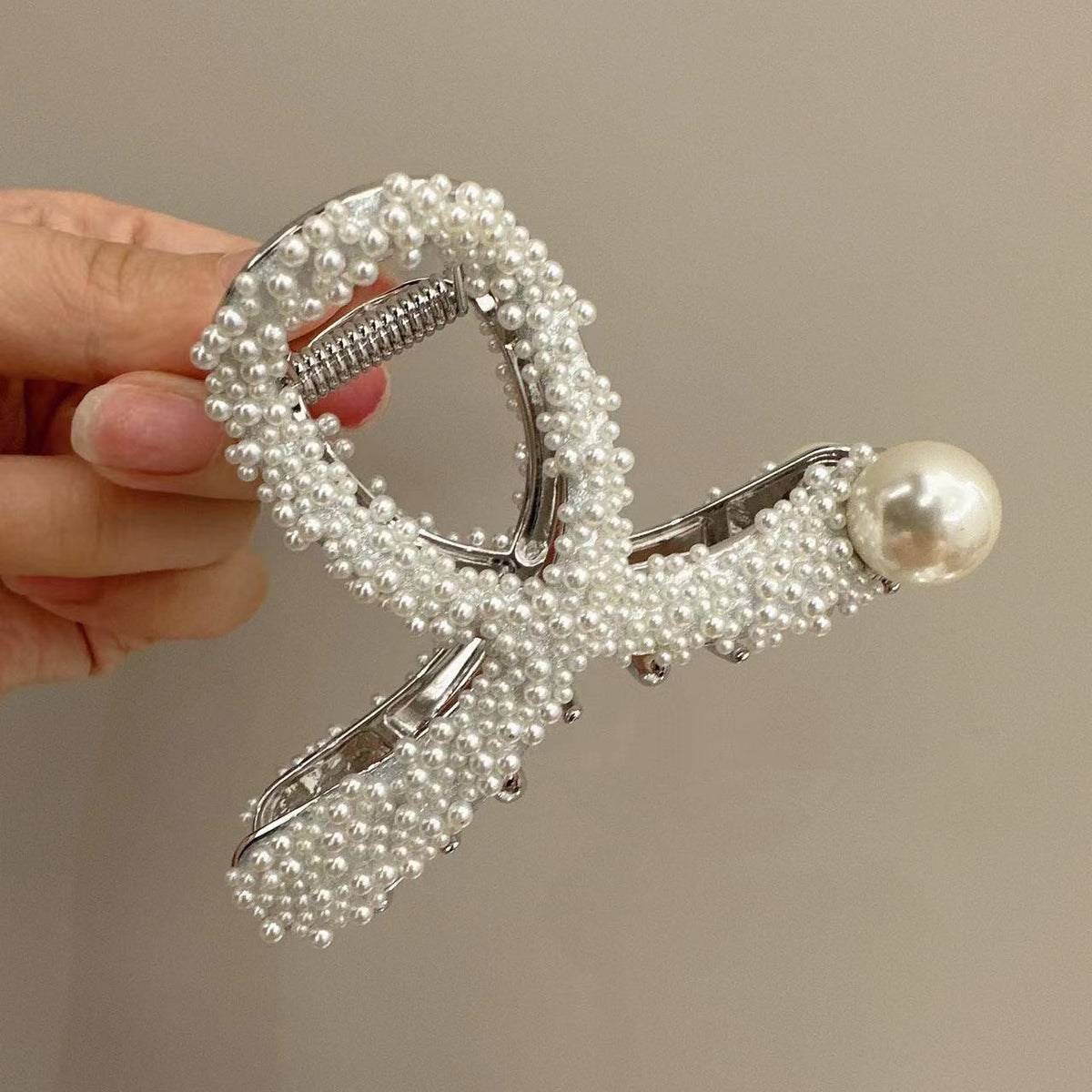 Pearl Grip Updo Barrettes - 8cm