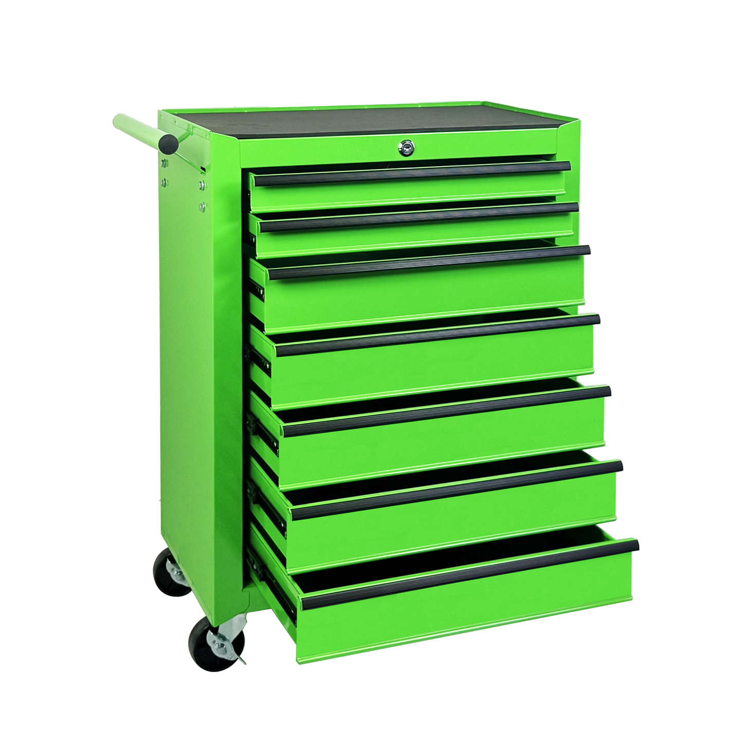 Rolling Metal Tool Chest with 7 Drawers - Green Steel Storage