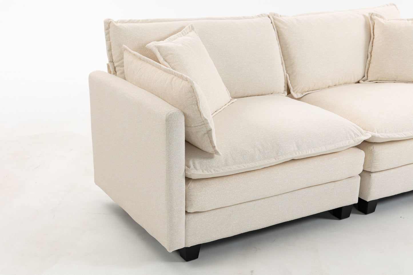 Modern 2-Seat Sectional Sofa with Chaise Lounge - Antique White