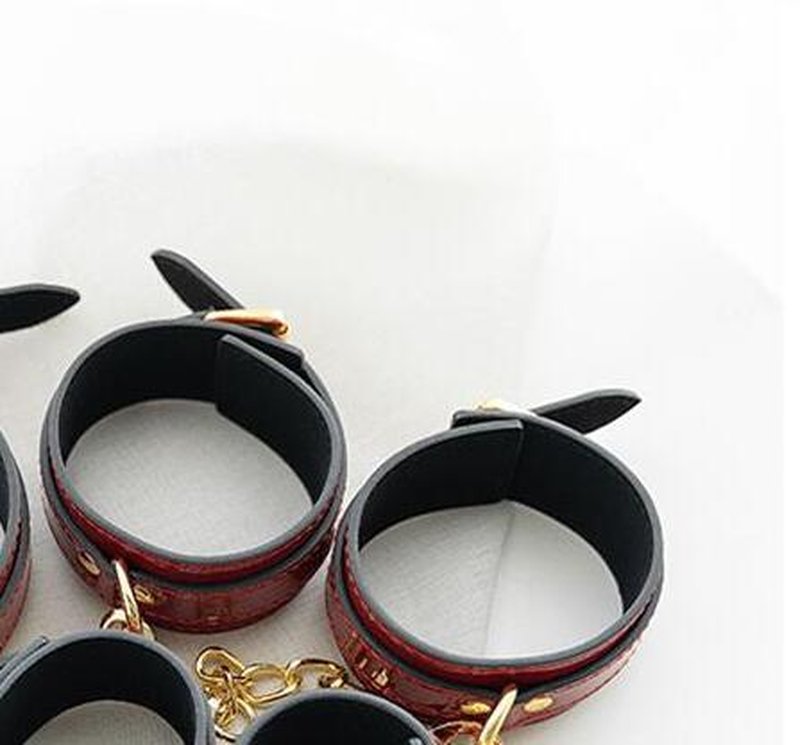 Leather Handcuffs & Ankle Cuffs BDSM Bondage Restraint Set