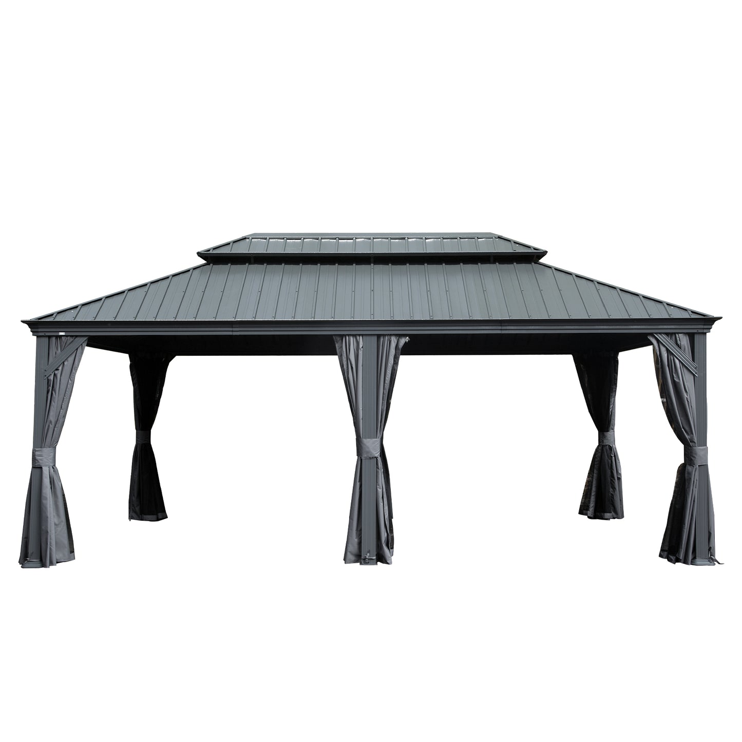 12 X 18 Hardtop Gazebo, Upgraded Metal Gazebo With Drainage System,