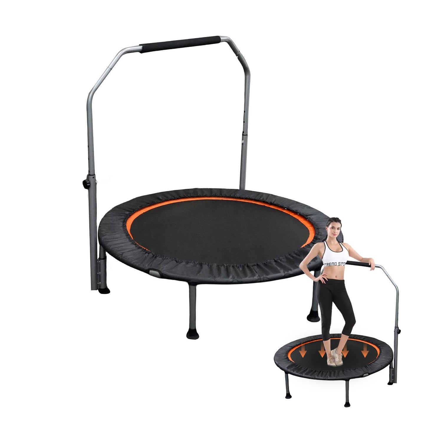 Mini Fitness Trampoline with Adjustable Handles - 48 Inch