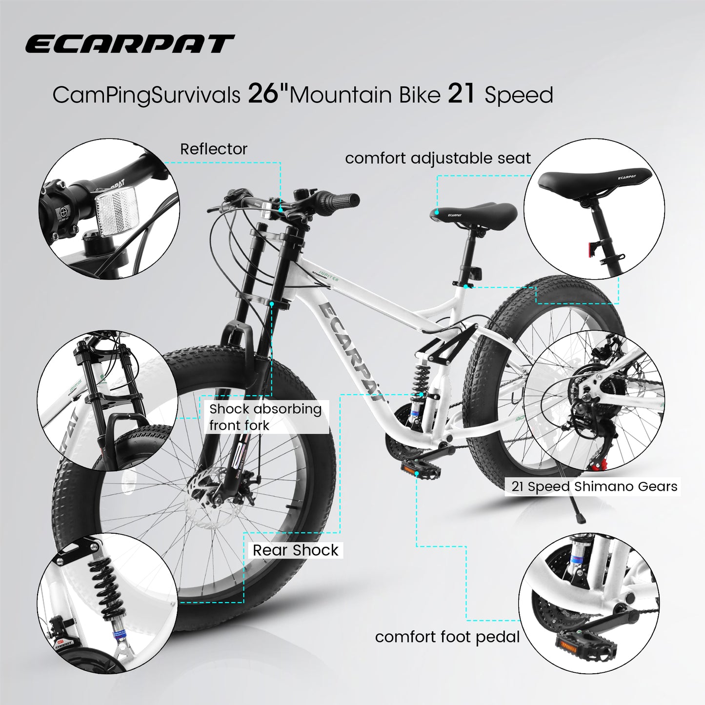 26-Inch Full-Suspension Mountain Bike with 21 Speeds & Disc Brakes