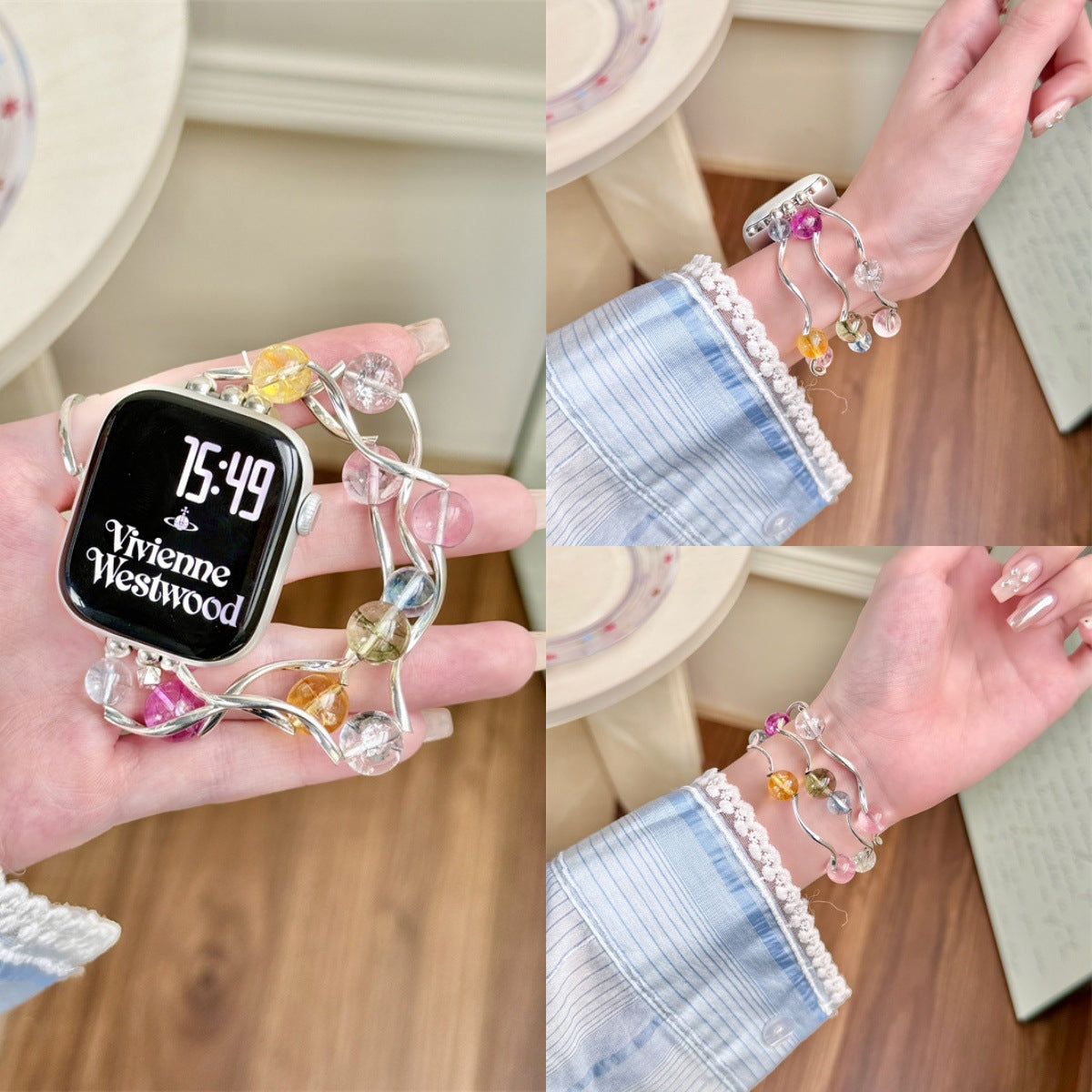 Beaded Elastic Watch Strap for Apple S10, Huawei, Xiaomi & More - Multiple Variants
