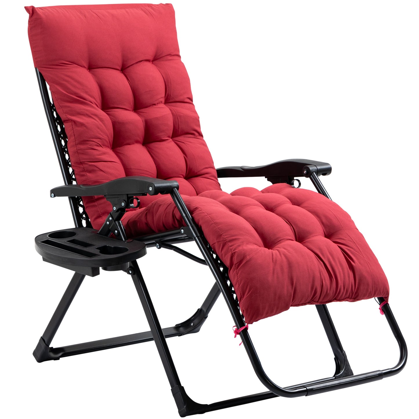 Zero Gravity Folding Recliner Chair with Cup Holder - Red