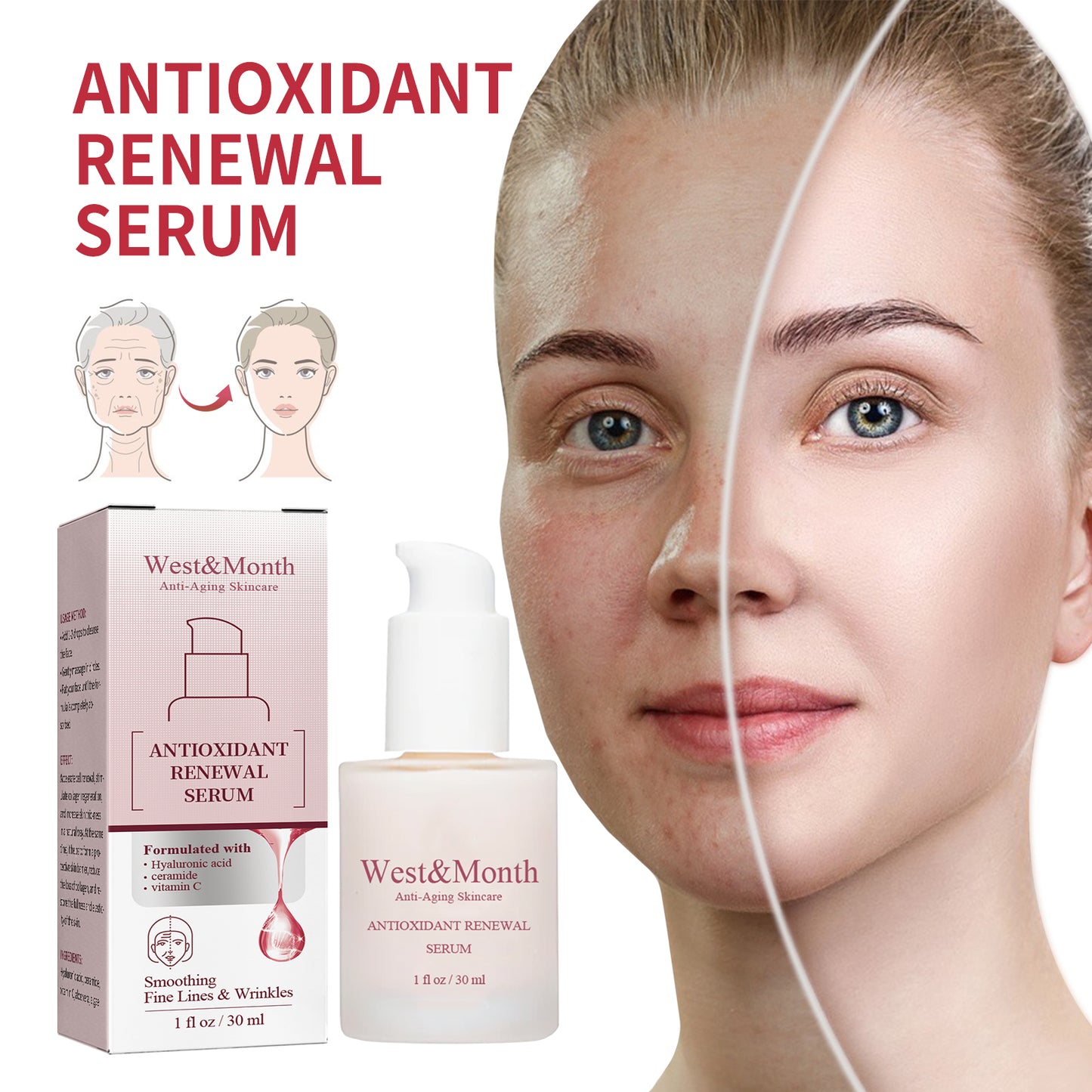 Antioxidant Renewal Serum with Vitamin C & Hyaluronic Acid - 30ml