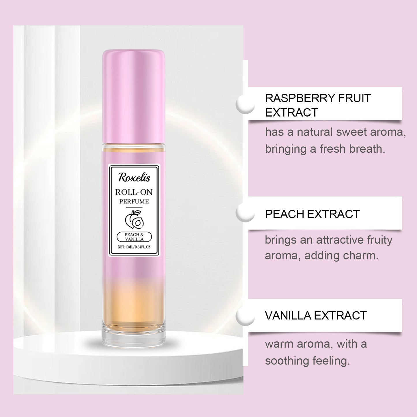 Peach Vanilla Roll-On Perfume - 10ml Long-Lasting Fragrance for Women