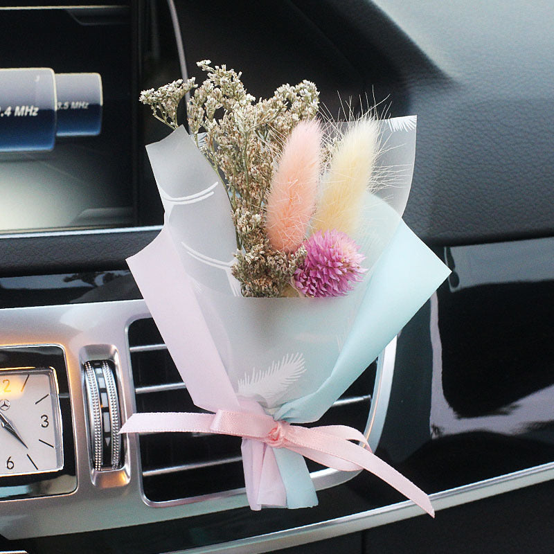 Decorative Dried Flowers Air Outlet Car Freshener - Colorful Aromatic Bouquet