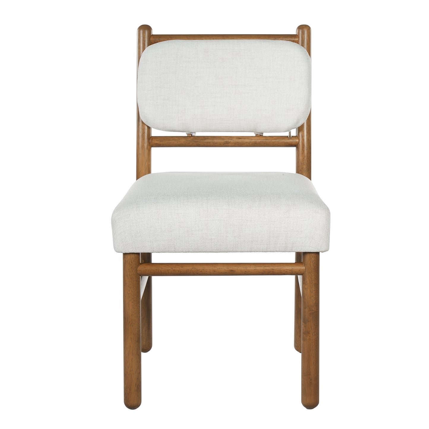 Modern Armless Dining Chairs Set of 2 - Beige Fabric & Dark Walnut