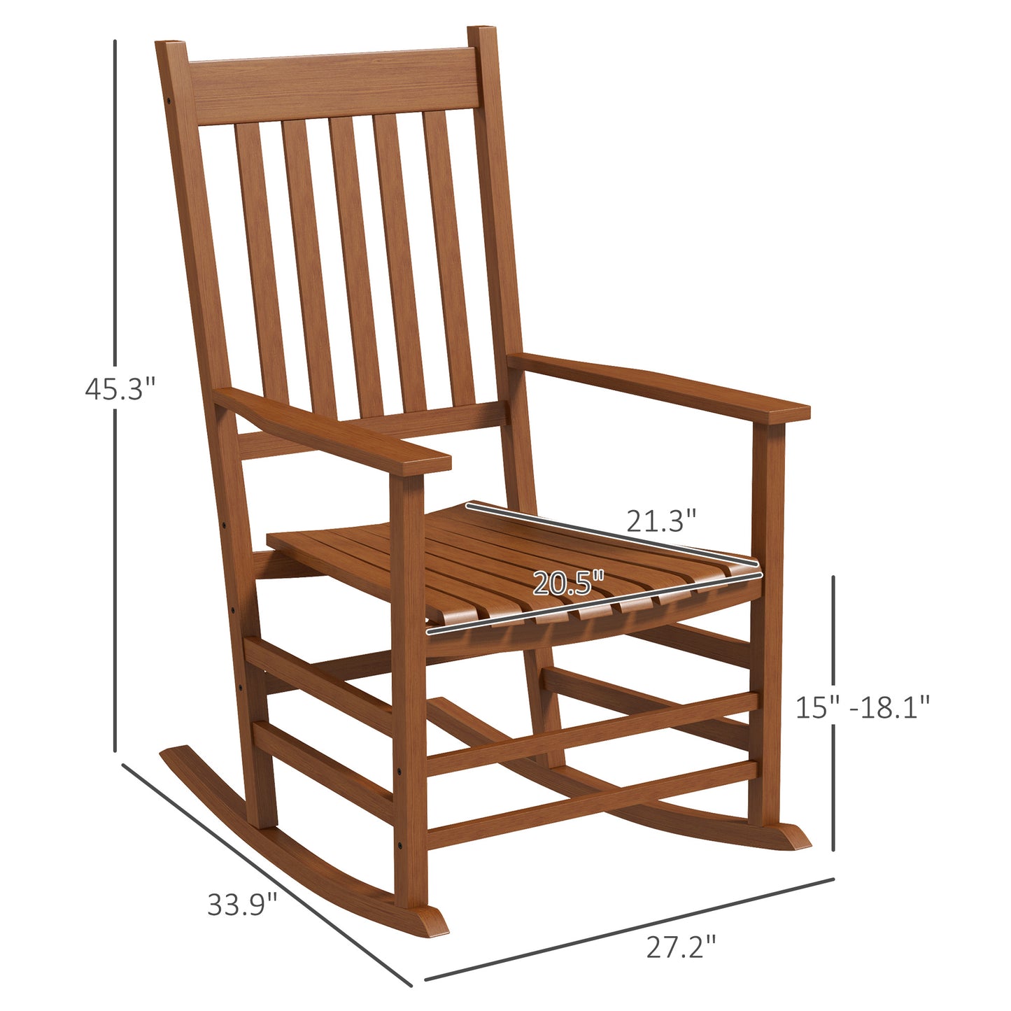 Outdoor Wooden Rocking Chair Set of 2 - Teak Finish
