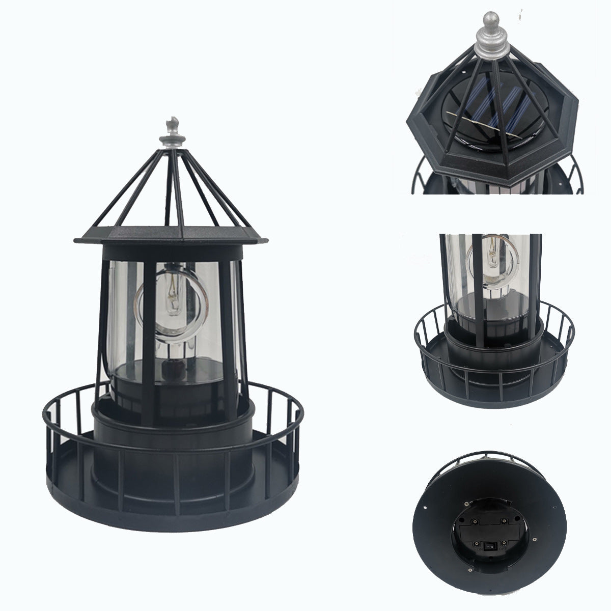 Large Solar Rotating Lighthouse LED Lawn Lamp - Weatherproof Garden Light