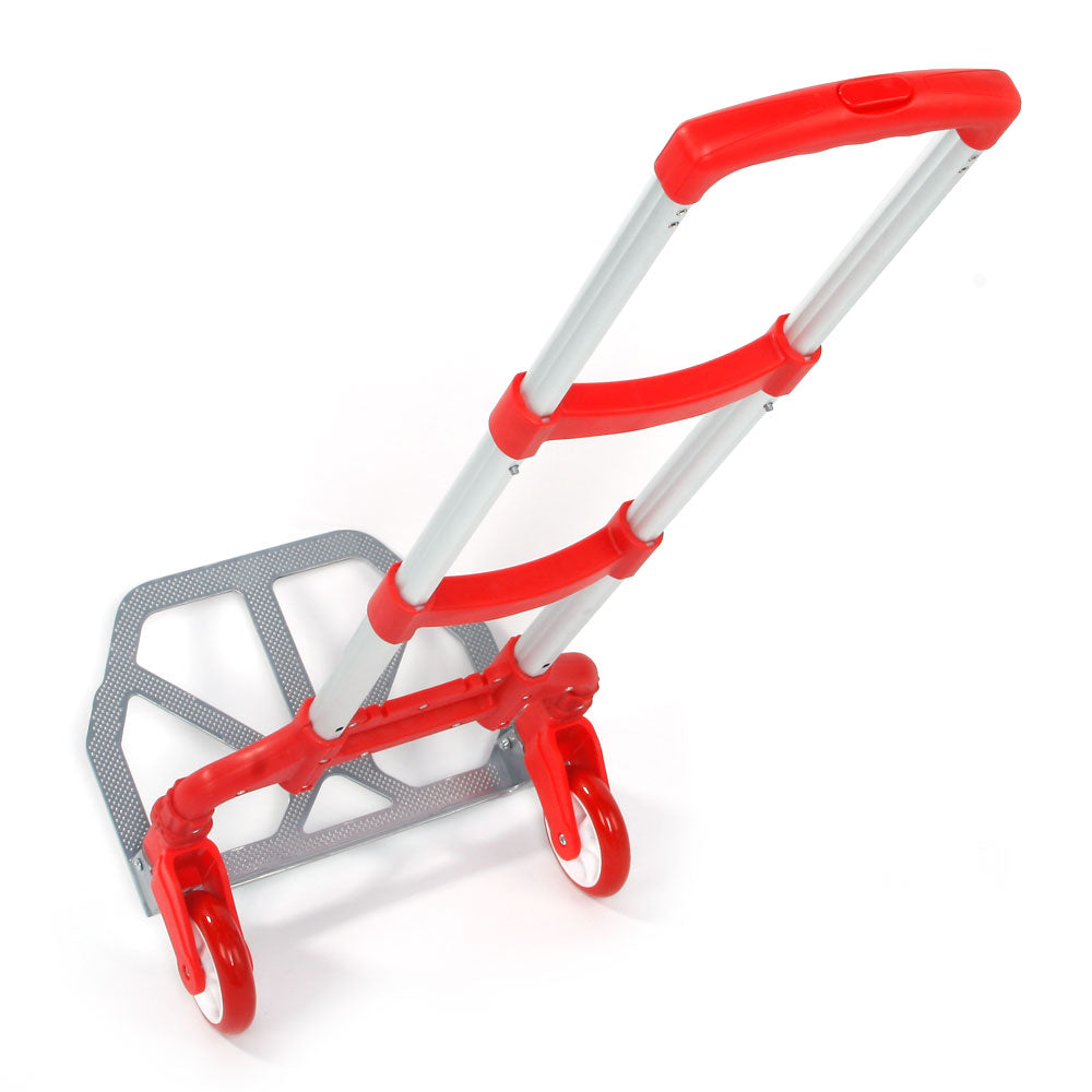 Foldable Aluminum Hand Truck with 165 lbs Capacity - Red Portable Trolley